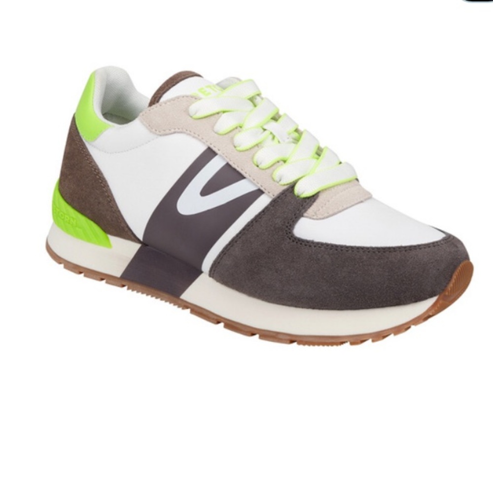Tretorn White and Brown Sneakers with Neon Accents
